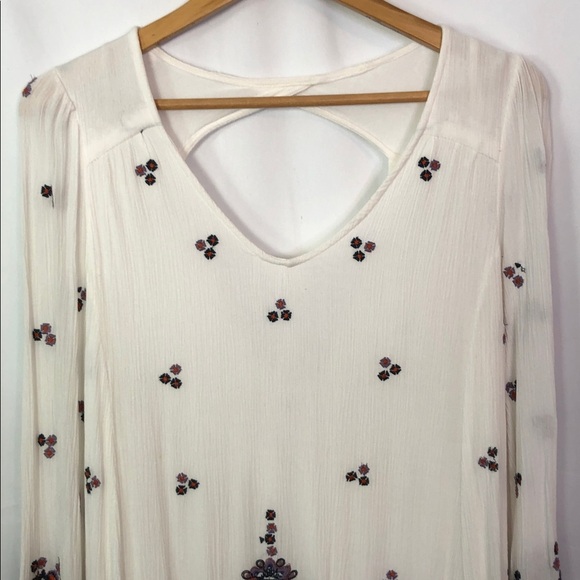 Free People Embroidered Oxford Swing Cut Out Mini Dress Size L - Picture 5 of 11